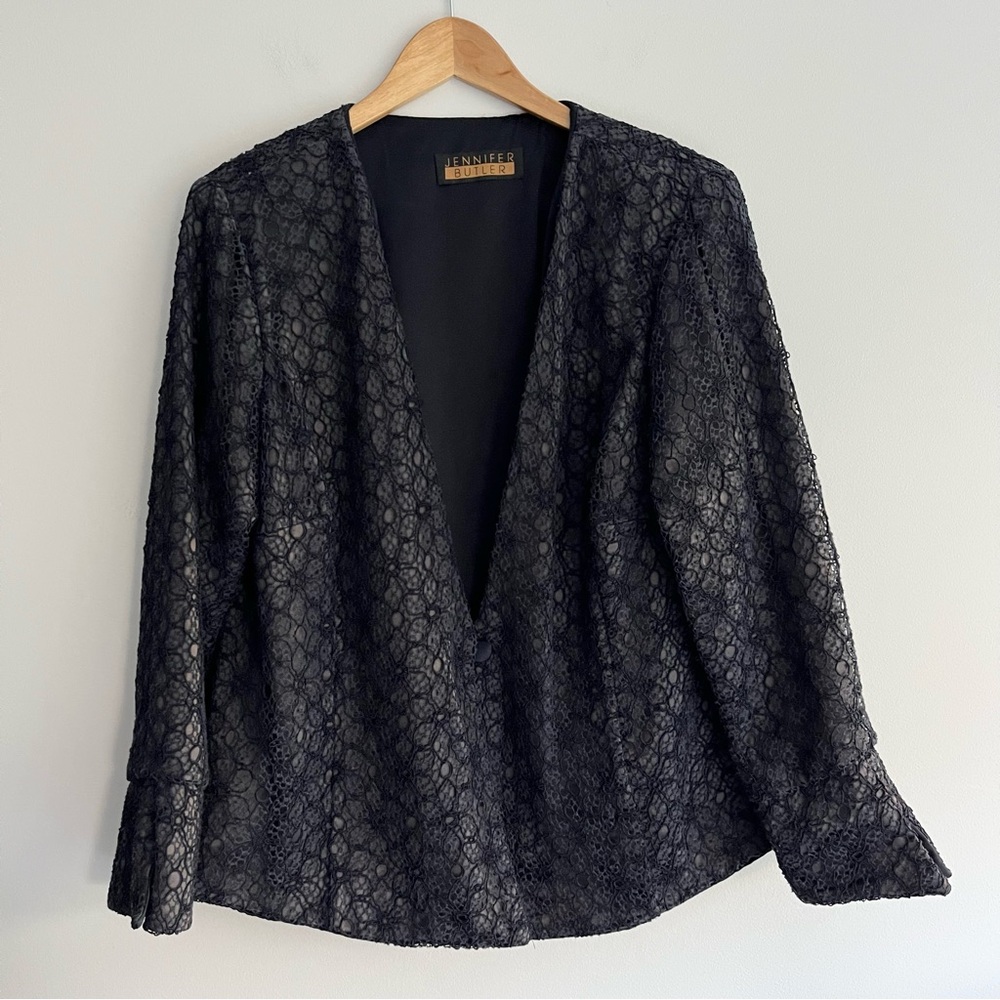 Jennifer Butler Women's Black Lace Jacket Large